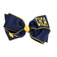 Cottage Hill Christian (Navy) / Yellow Gold Pico Stitch Bow - 7 Inch